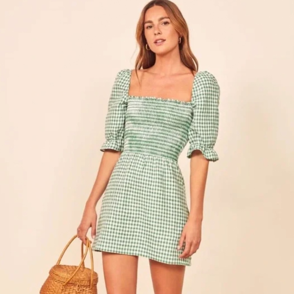Reformation Cerise Gingham Mini Dress Size XS